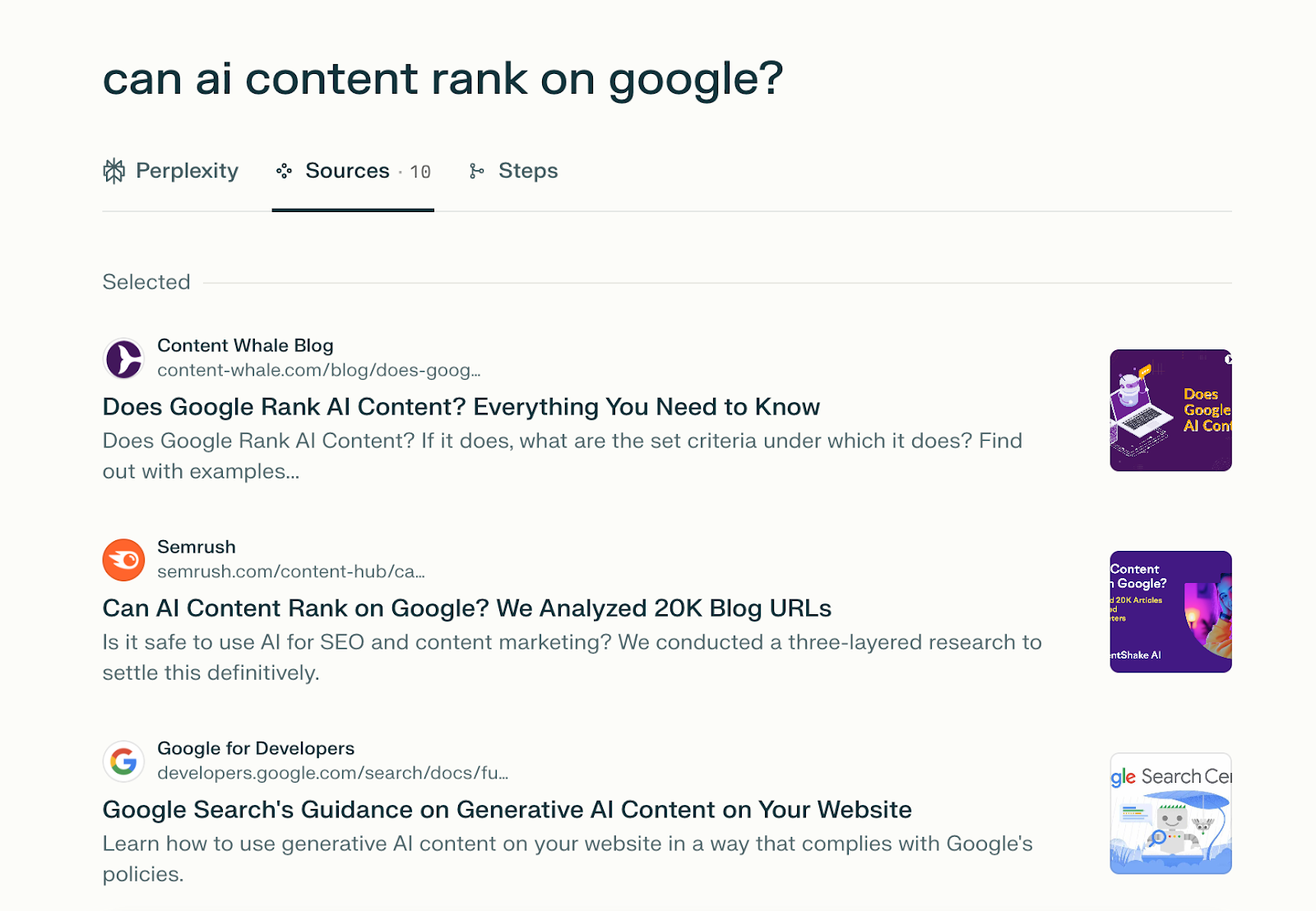 A content piece with original research and unique data cited in a response generated on Perplexity.