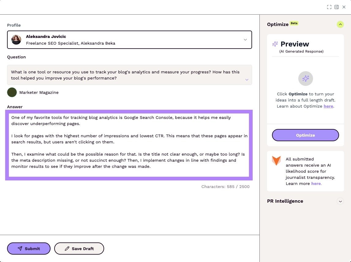 The "Answer" section responding to a journalist's question on Featured.