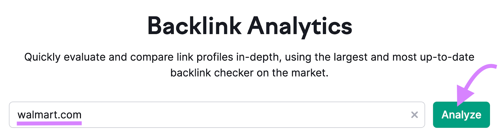 "walmart.com" entered into the Backlinks search bar