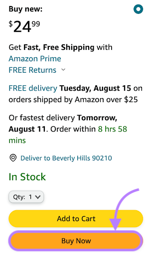 Amazon Prime's checkout offers faster delivery process