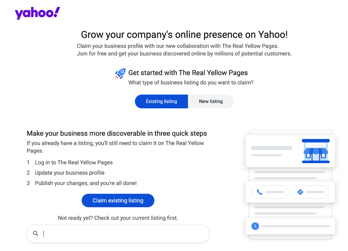 Adding a business listing to Yahoo.