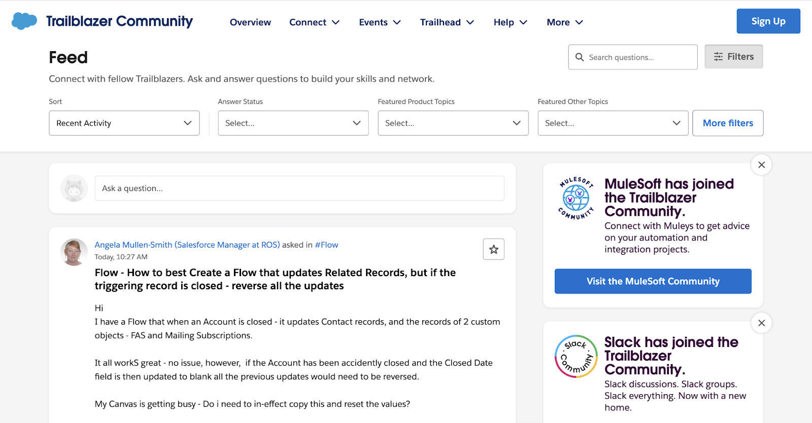 Community members post questions to the group, centered on the tool.