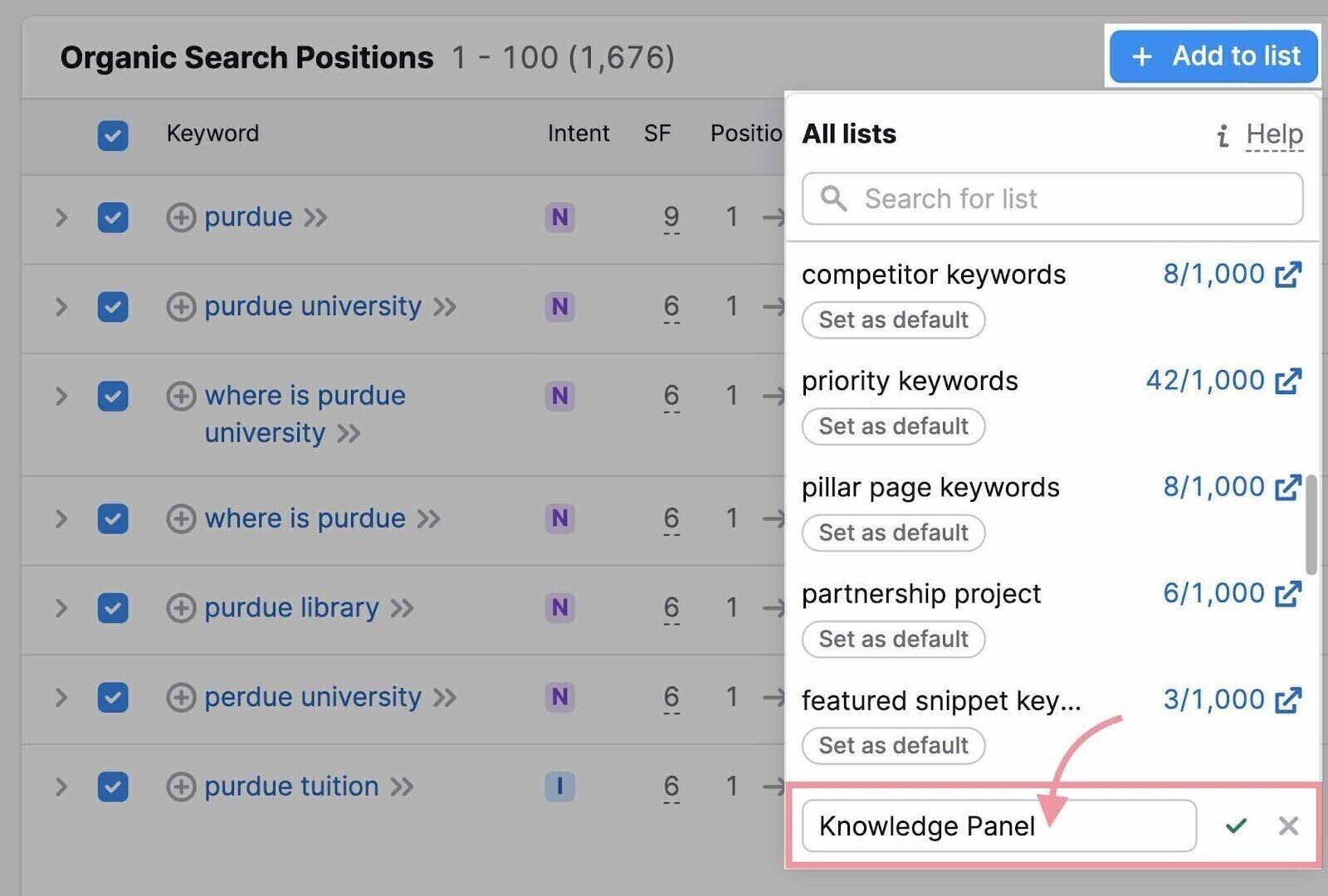 Create new empty list navigation