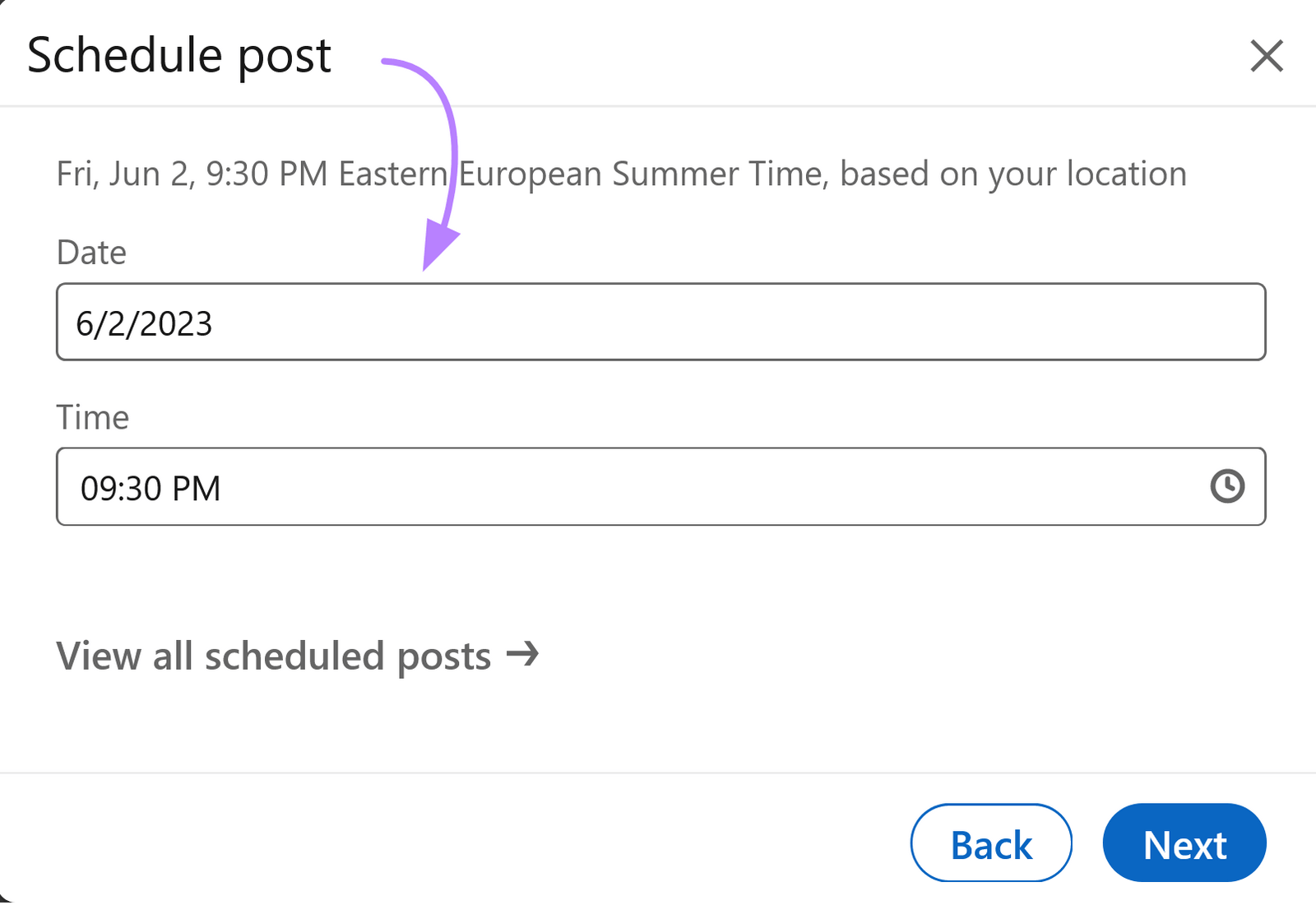 "Schedule post" box