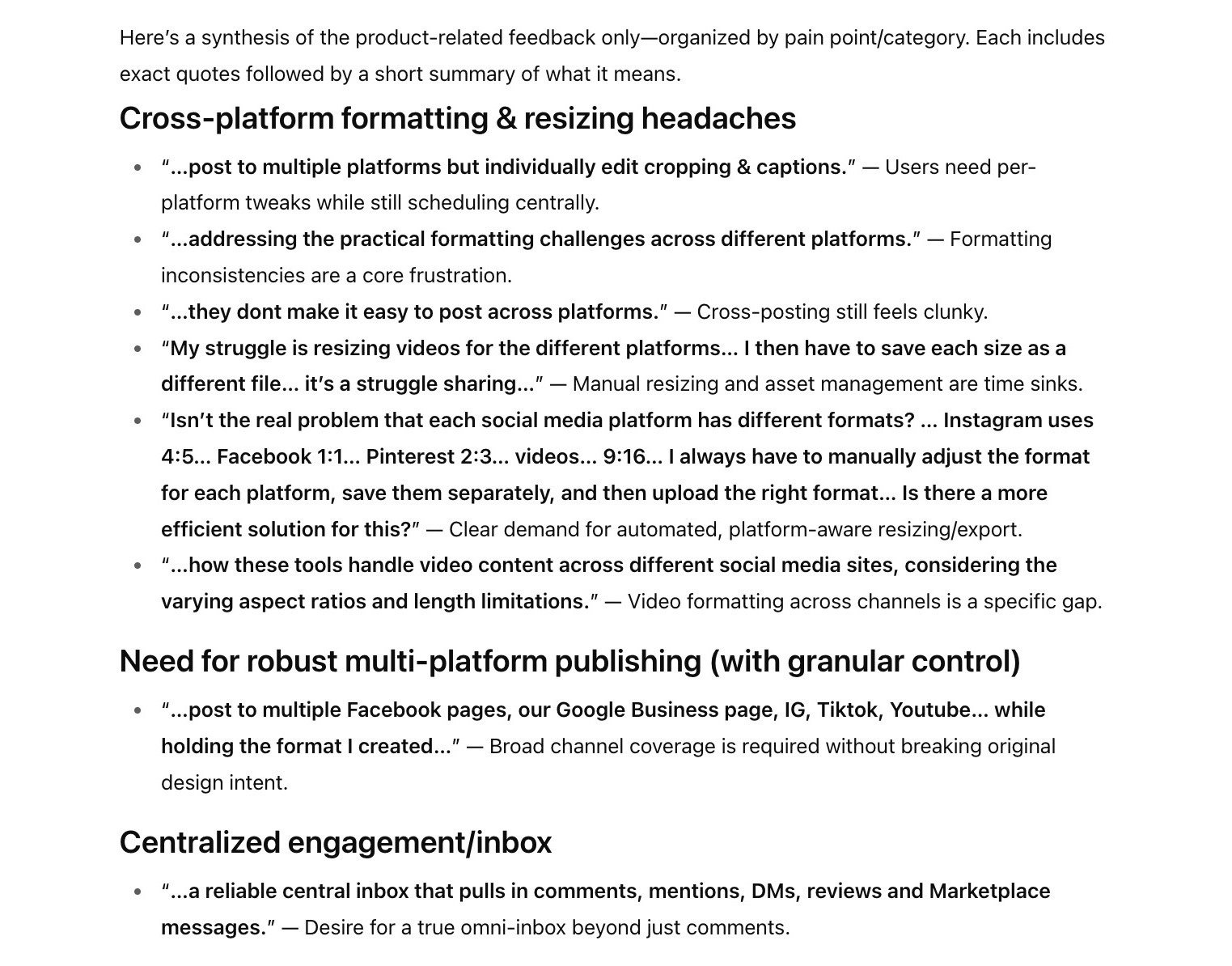 Response generated on ChatGPT analyzing comments from a specific YouTube video.