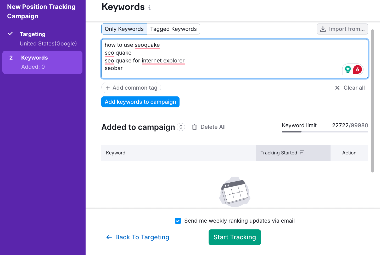 Setting up Position Tracking