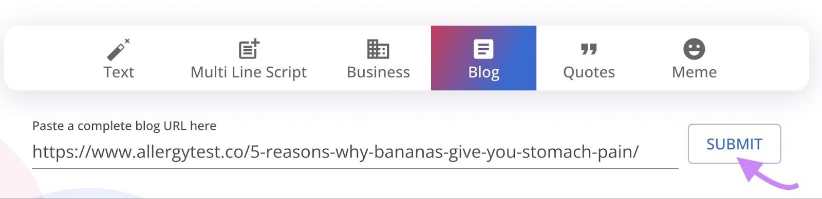 Blog post URL pasted in the box