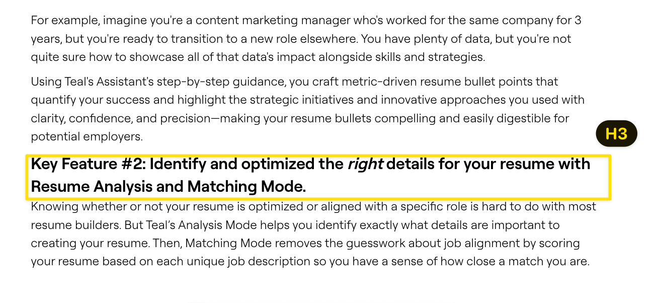 Key features are bolded as H3s throughout the comparison page.