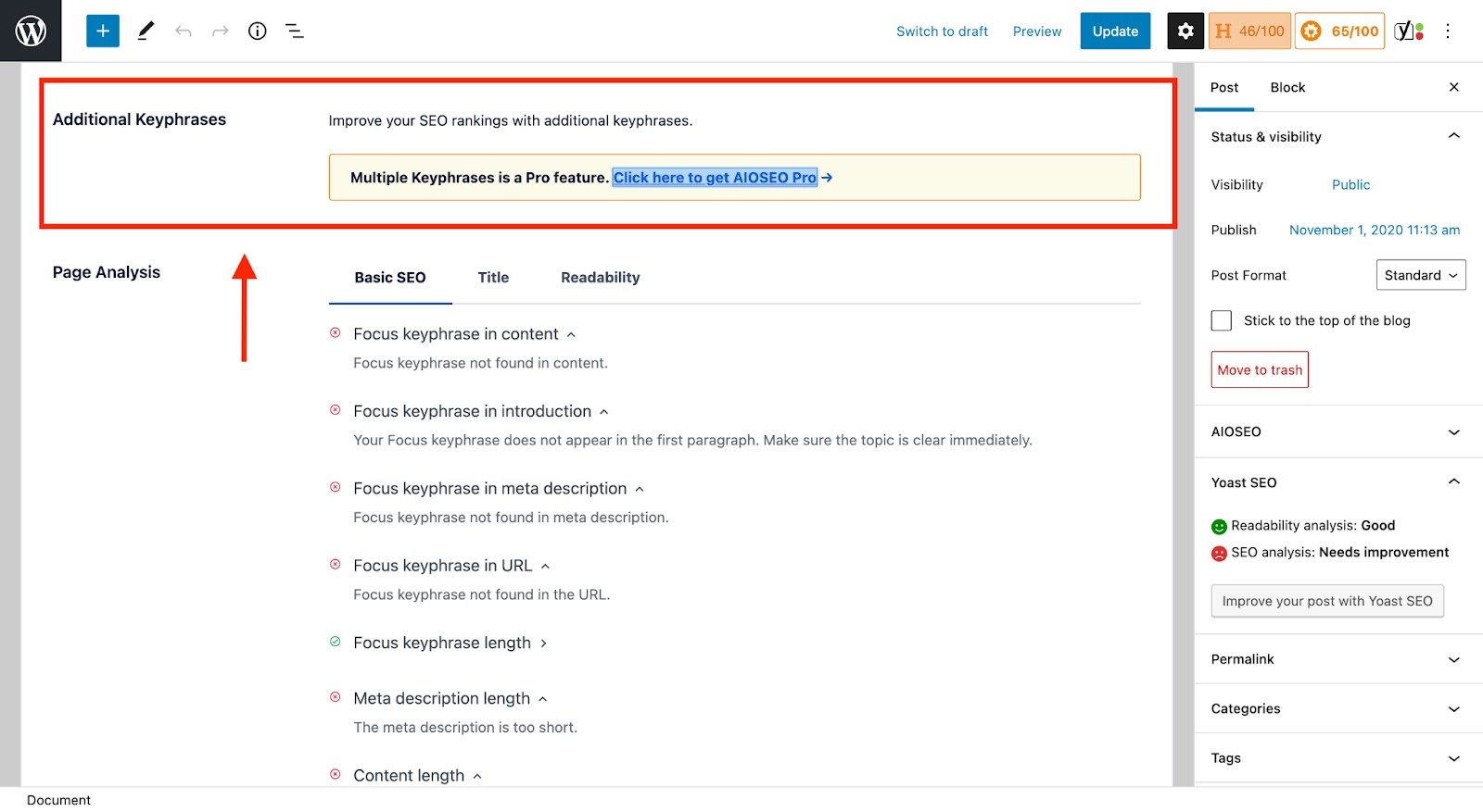 additional keyphrases section