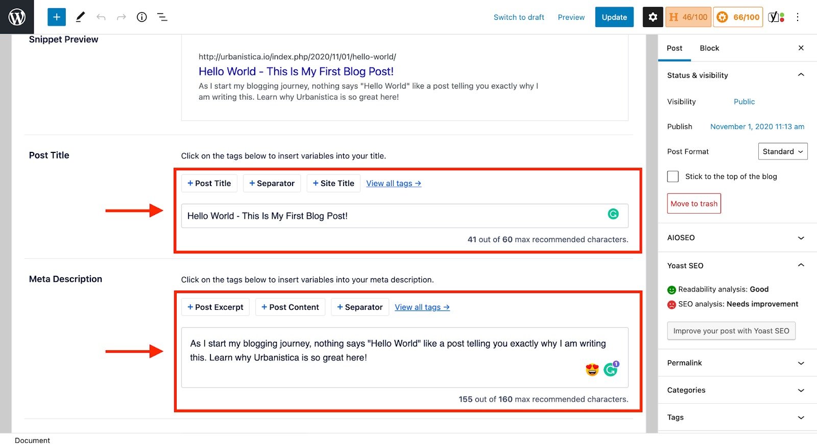 edit/create title & meta description