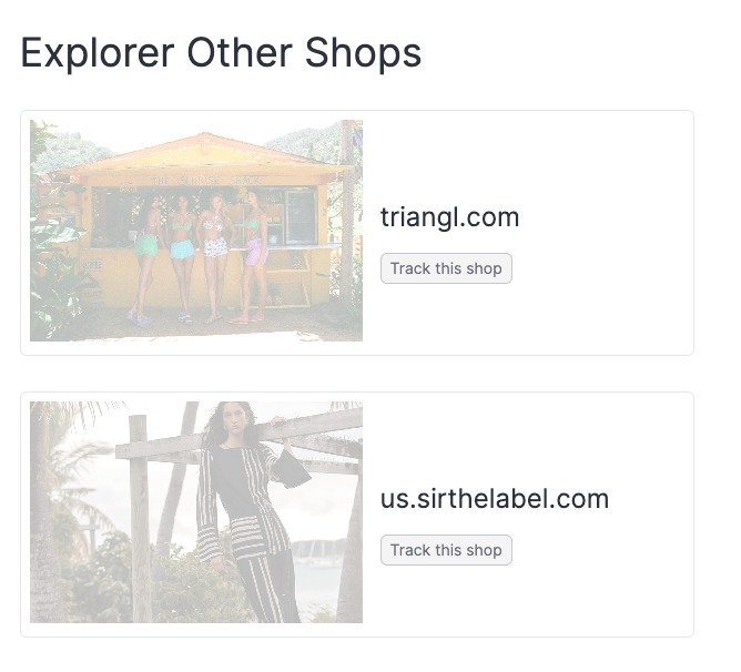 A close up of the Explore Other Shops item. It looks and functions the same as the ‘Recommended’ section on the ‘My Shops’ page.