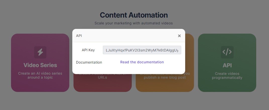 Accessing the API key in AI Video Marketing Automator.