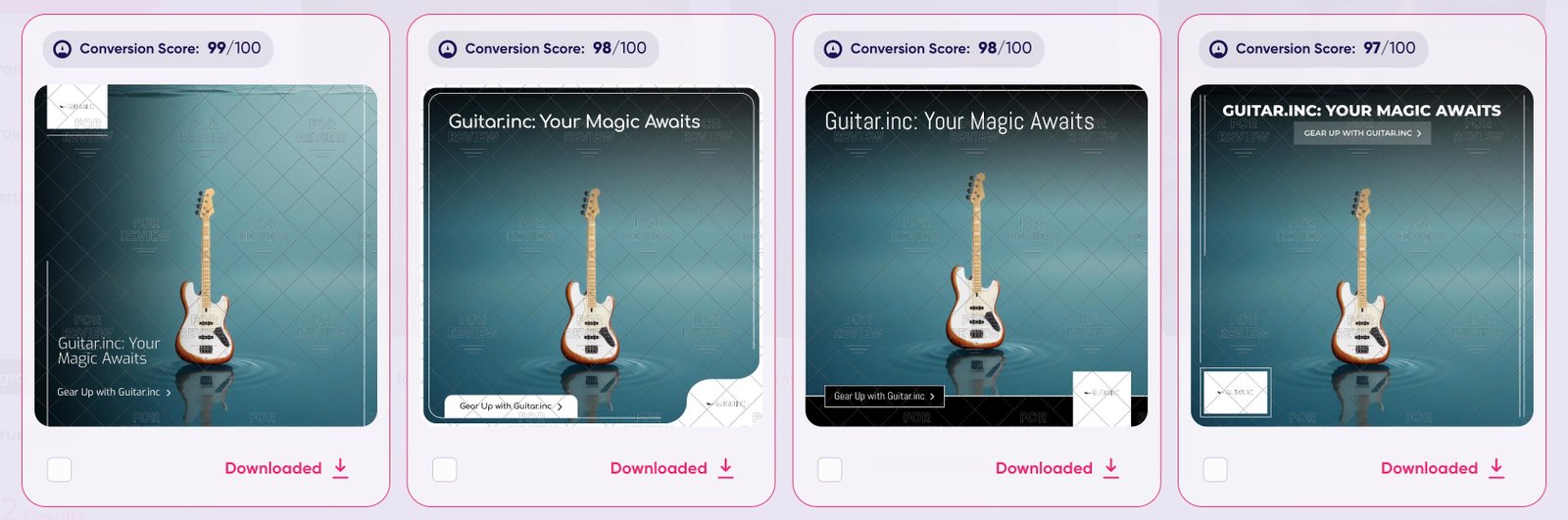 An example of product photo ads generated by the app.