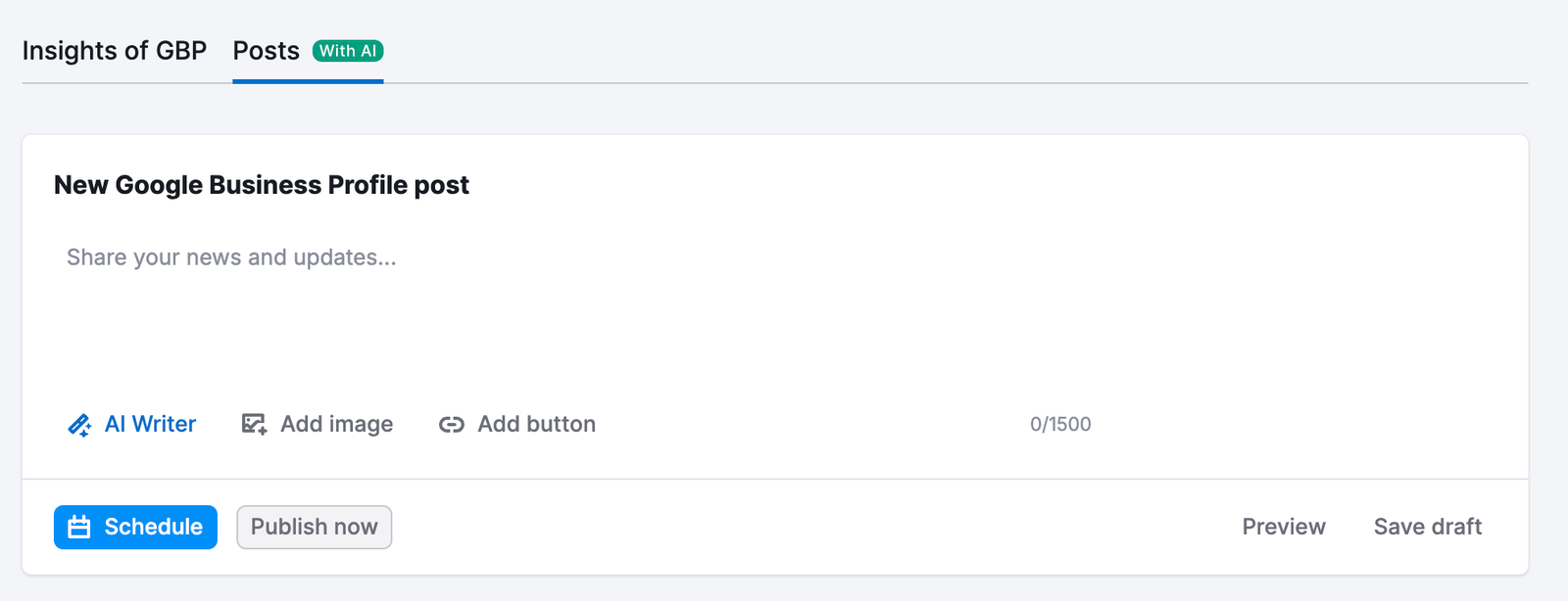 An example of the Posts tab in the GBP Optimization.