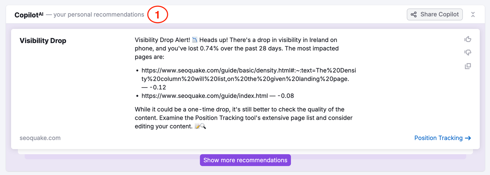 An example of the Copilot widget.