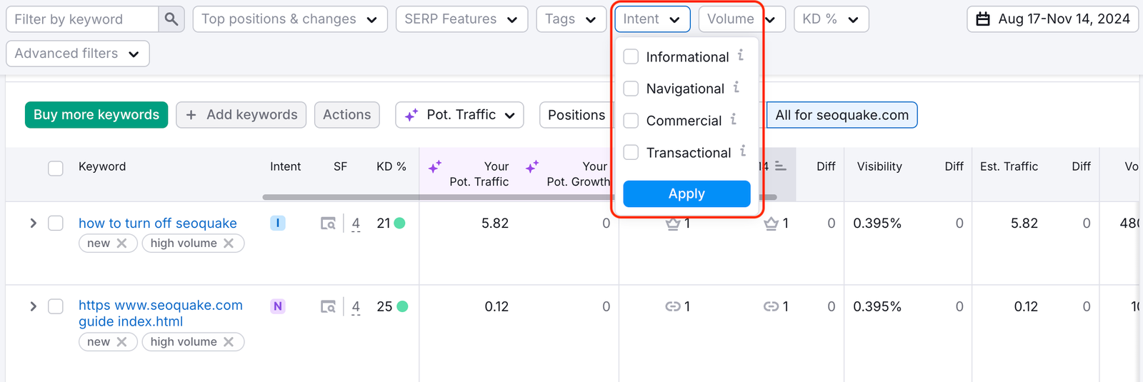 A red rectangle highlights the intent filter.