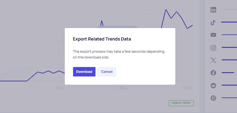 How to export data about Related Trends in Exploding Topics.