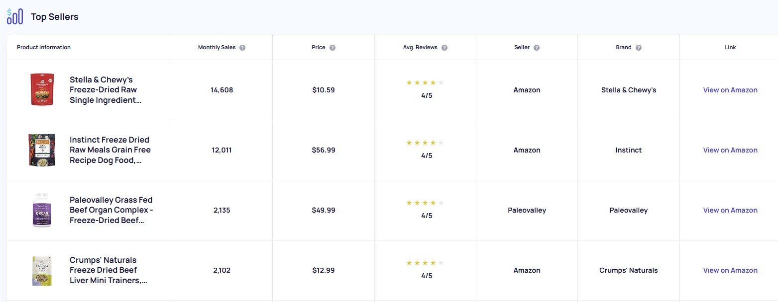 Analyzing Top Sellers in the Trending Products section of Exploding Topics.