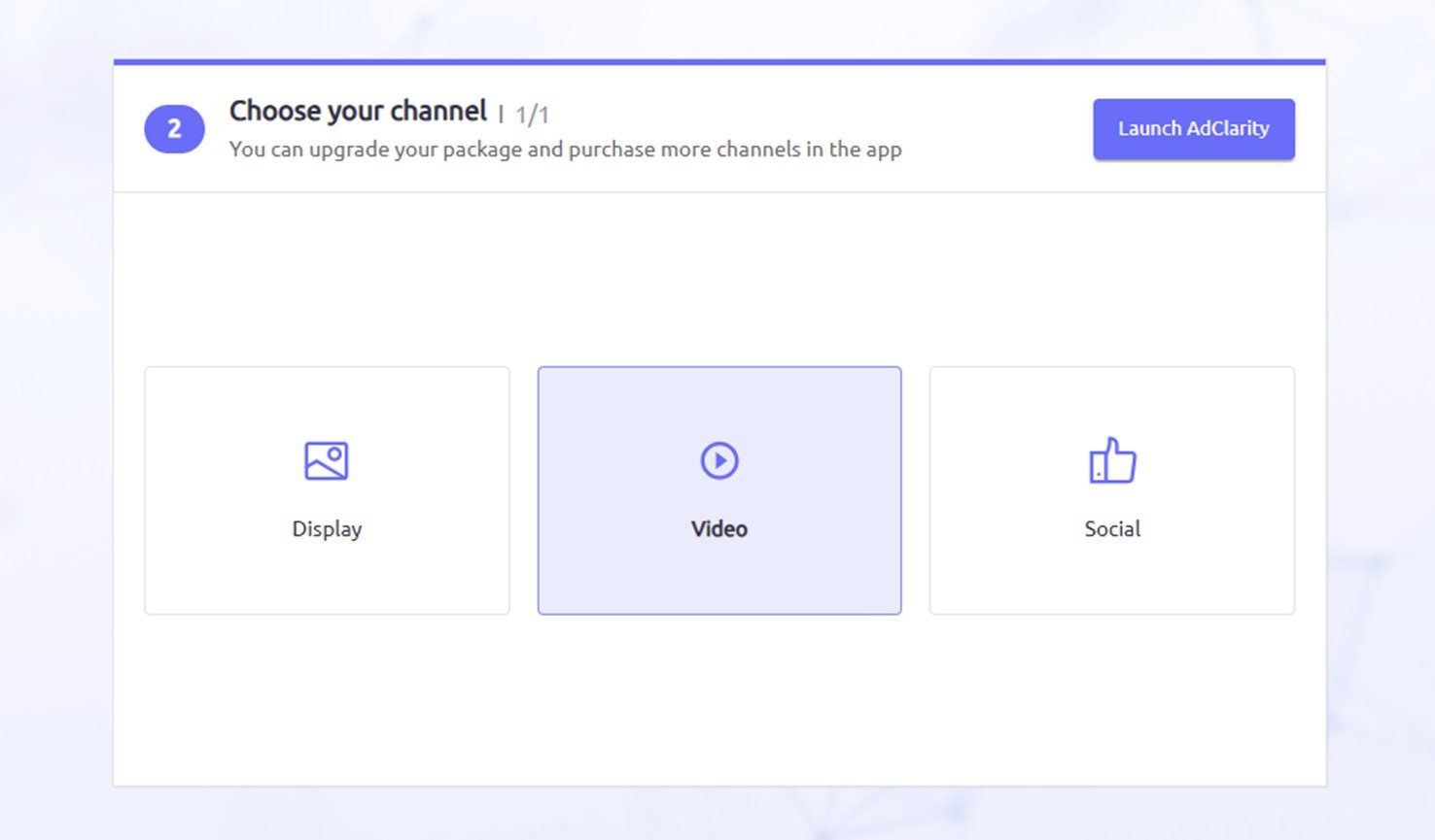 Selecting your channel in AdClarity — Advertising Intelligence