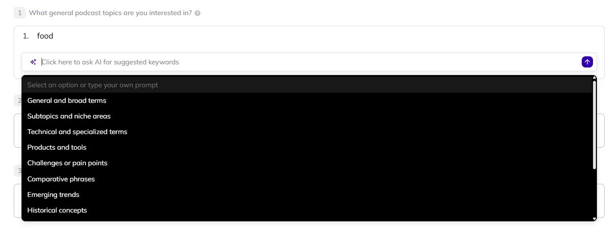 Using AI to add keyword suggestions in AI Backlink Builder.