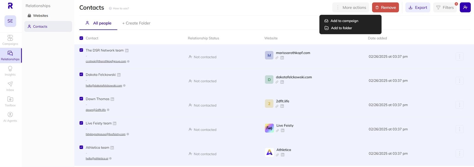 How to remove opportunities in AI Backlink Builder.